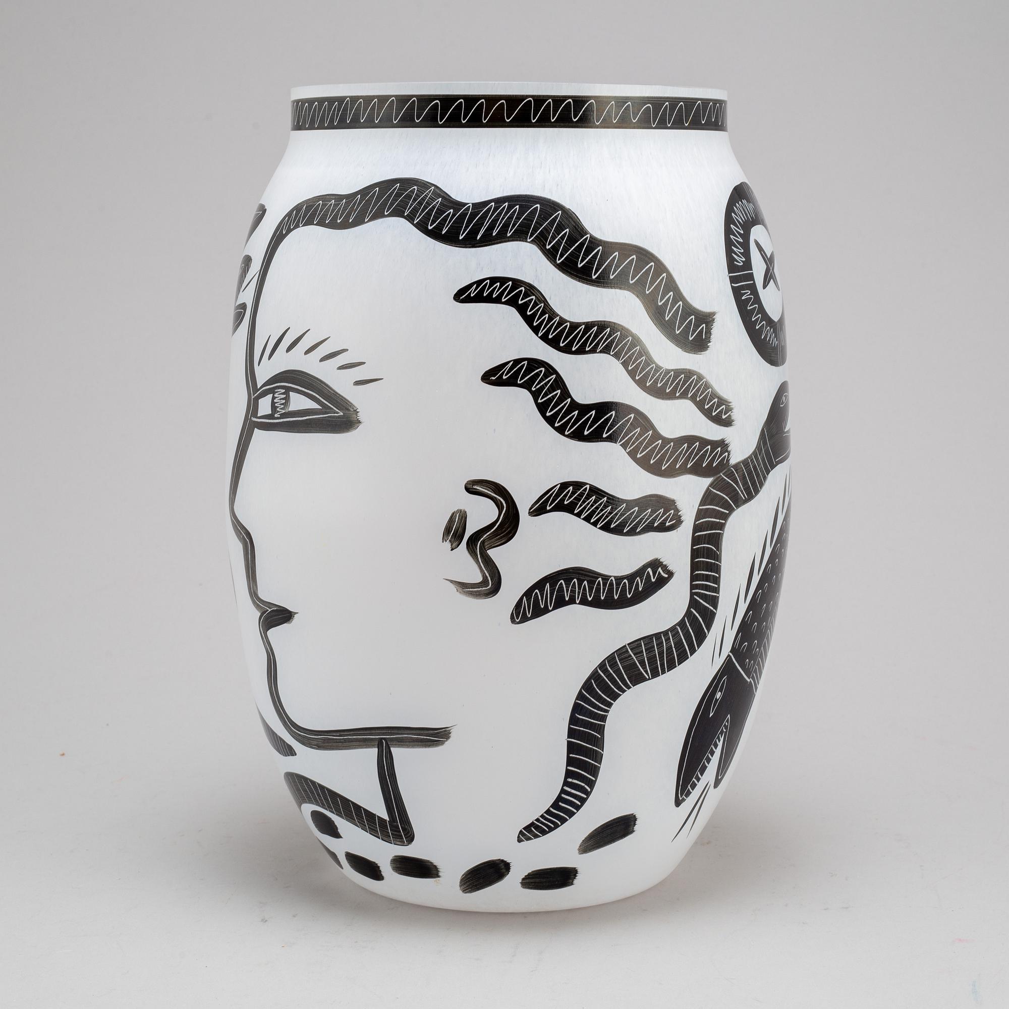 ULRICA HYDMAN-VALLIEN, a glass vase, from Kosta Boda. signed.
