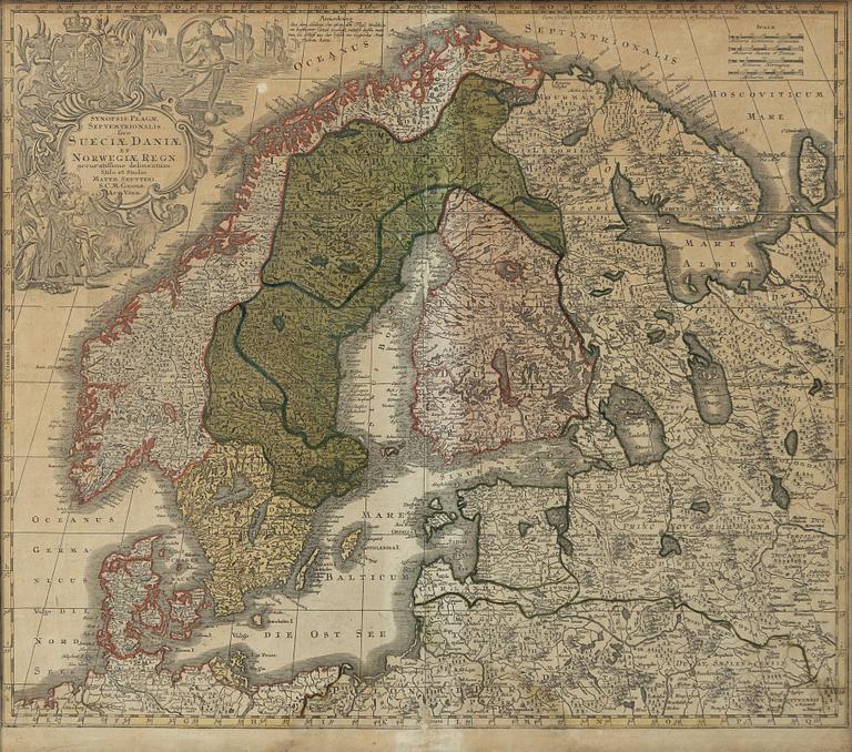 Mattheus (Matthäus) Seutter, "Suiciae Daniae et Norwegiae".