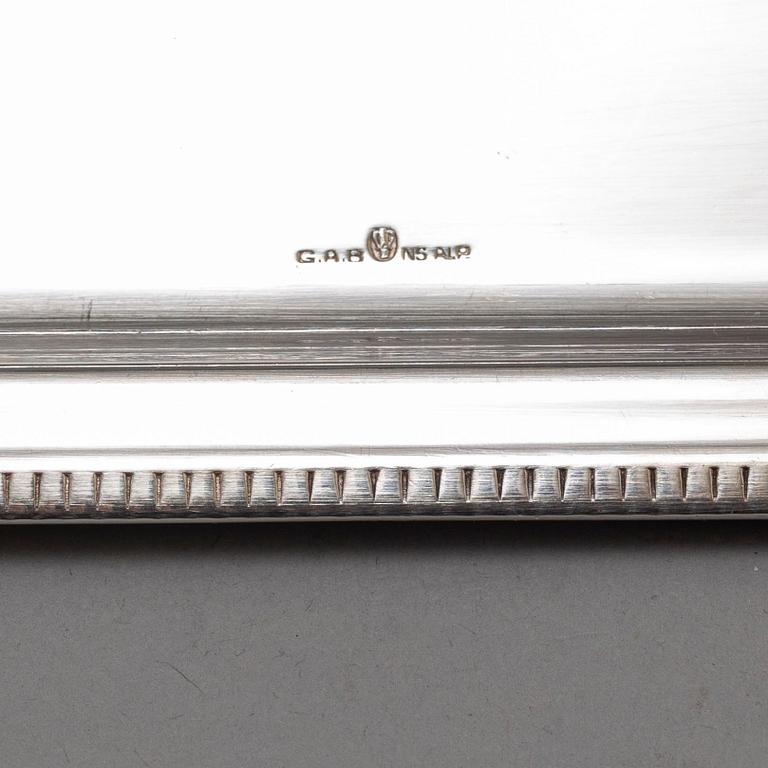 FOLKE ARSTRÖM, cocktailglas, 6 st, samt  bricka, nysilver, 1930/40-tal.