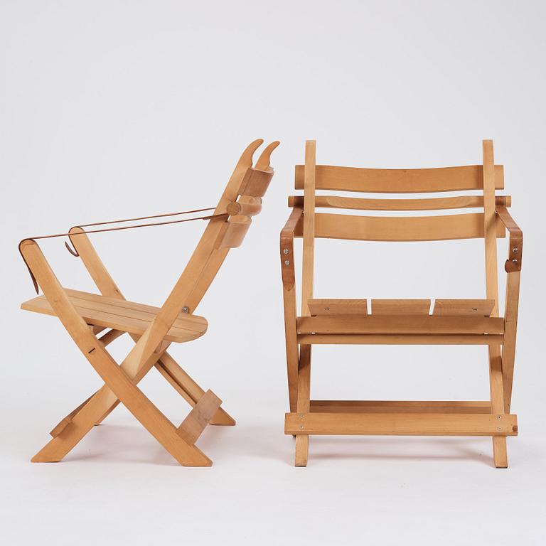 Hans J. Wegner, sex fällstolar, "Havestolen" modell "PP90", PP Møbler, Danmark 1970-tal.
