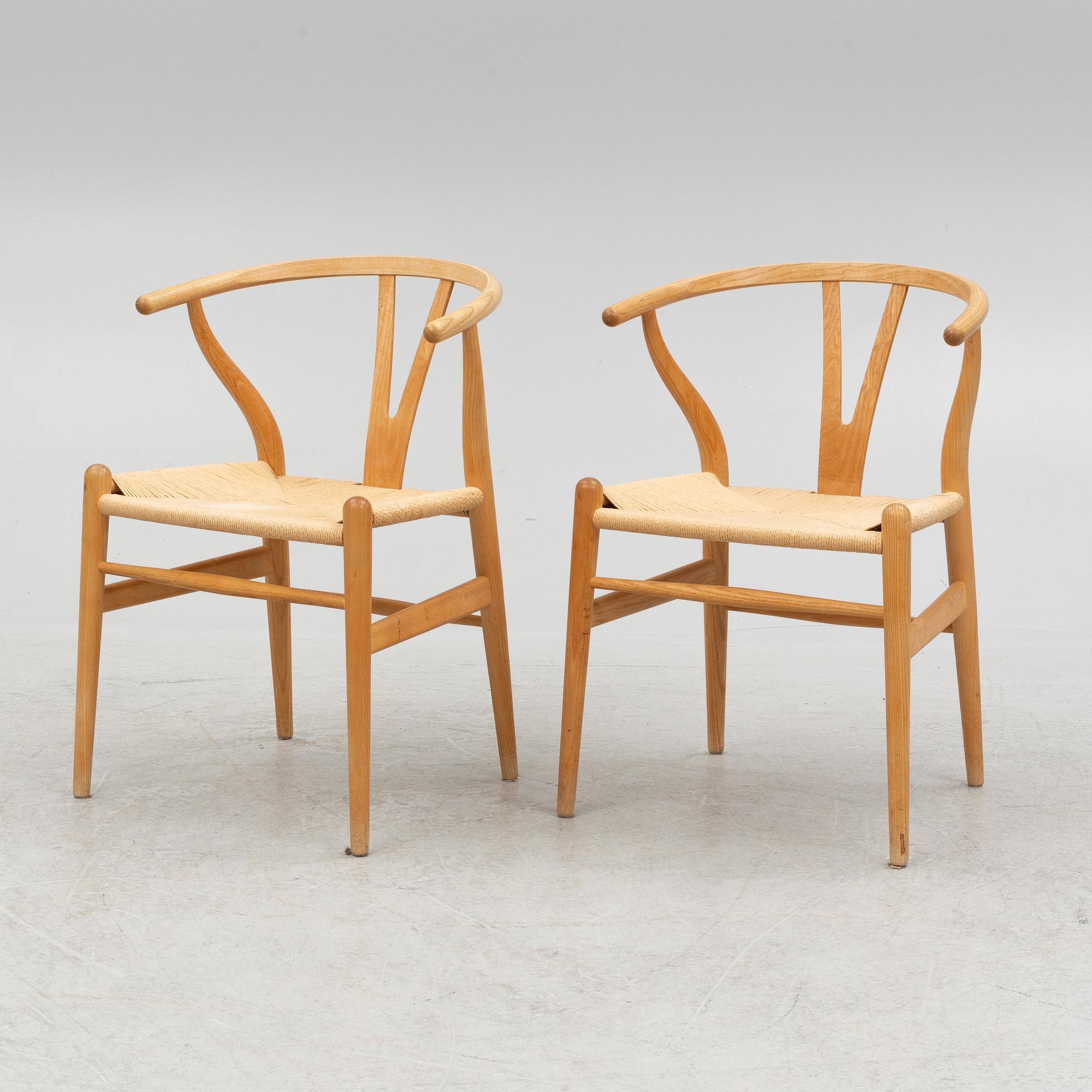 Hans J. Wegner, stolar, 6 st, "Y-stolen" modell CH-24, Carl Hansen & Søn, Danmark.
