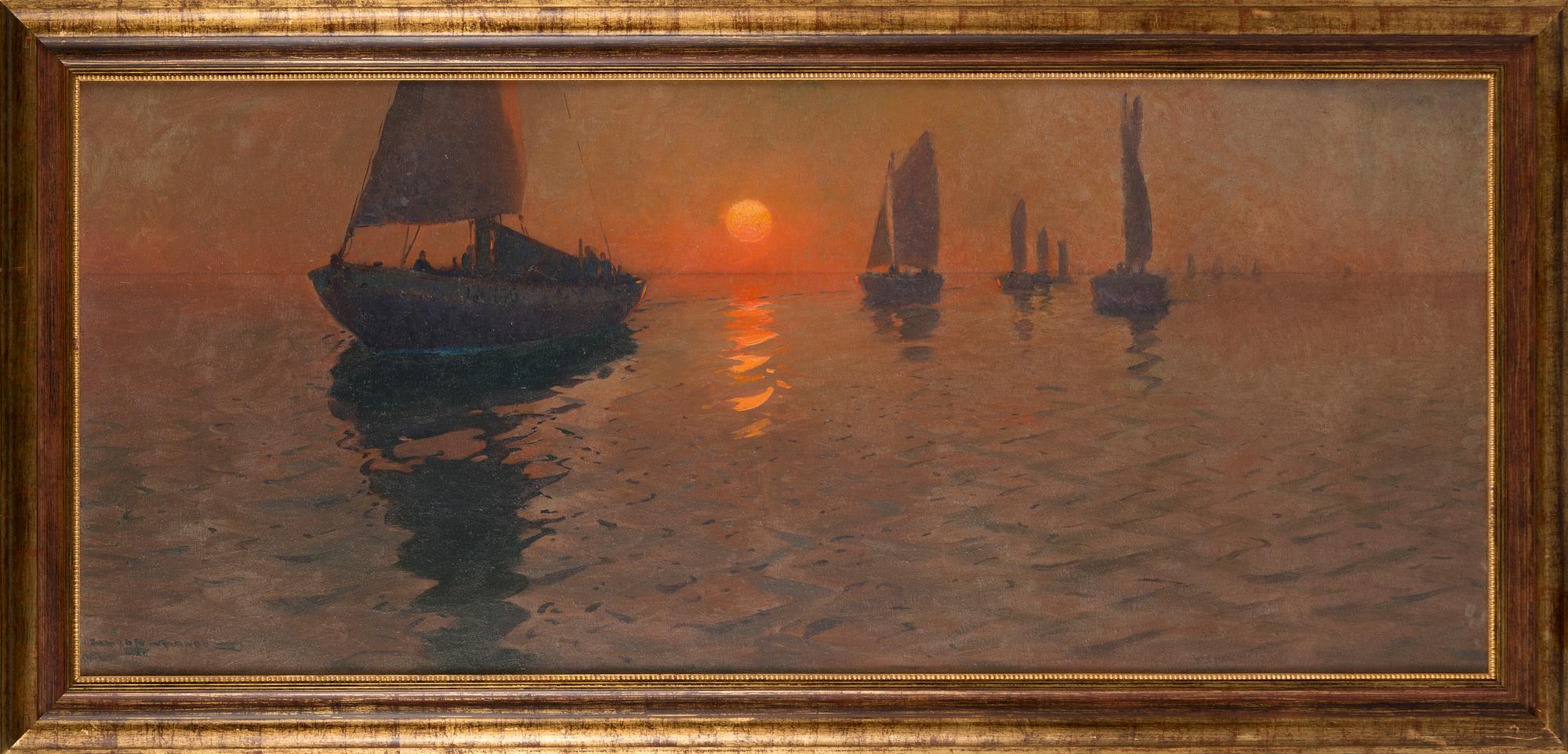 Arvid Johanson, Segelbåtar i solnedgång.