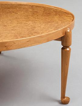 Josef Frank, a walnut and burrwood sofa table, Svenskt Tenn, model 2139, post 1985.