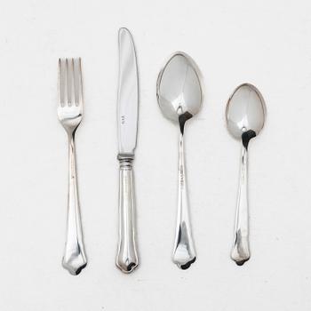 Bestickuppsättning, 33 delar, silver, modell "Chippendale", GAB, Eskilstuna, bl a 1999.