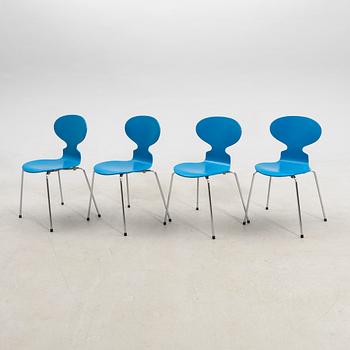 Arne Jacobsen, stolar 4 st "Myran" för Fritz Hansen Danmark 1900-talets senare del.