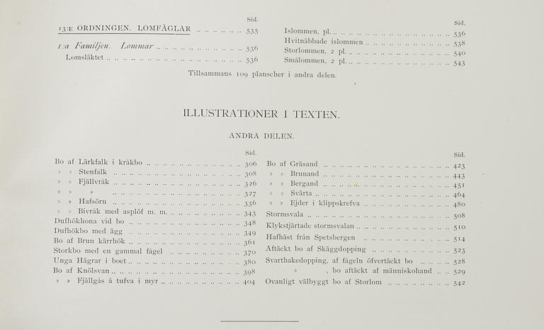 M, W & F VON WRIGHT, bokverk, 3 band, "Svenska fåglar", A. Börtzells tryckeri AB Stockholm, 1927-1929.