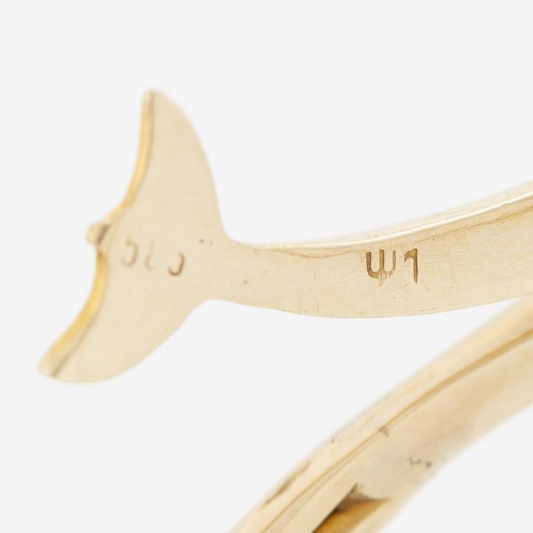 Bracelet/arm ring, 14K gold in the form of a dolphin.