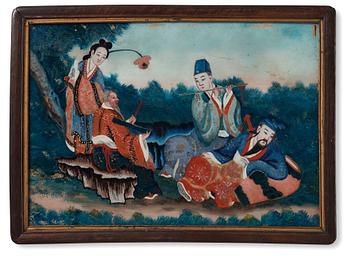 996. A Chinese reverse glass painting, Qing dynasty, around 1800.