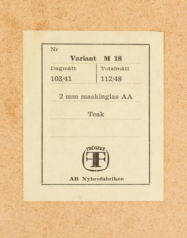 A Swedish teak mirror, Fröseke Nybrofabriken, 1950s / 60s. Signed with label.