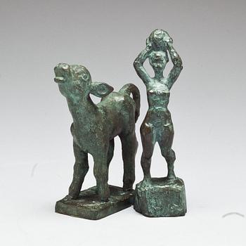 SIGGE BERGGREN, skulpturer, 2 st. Brons, signerade.