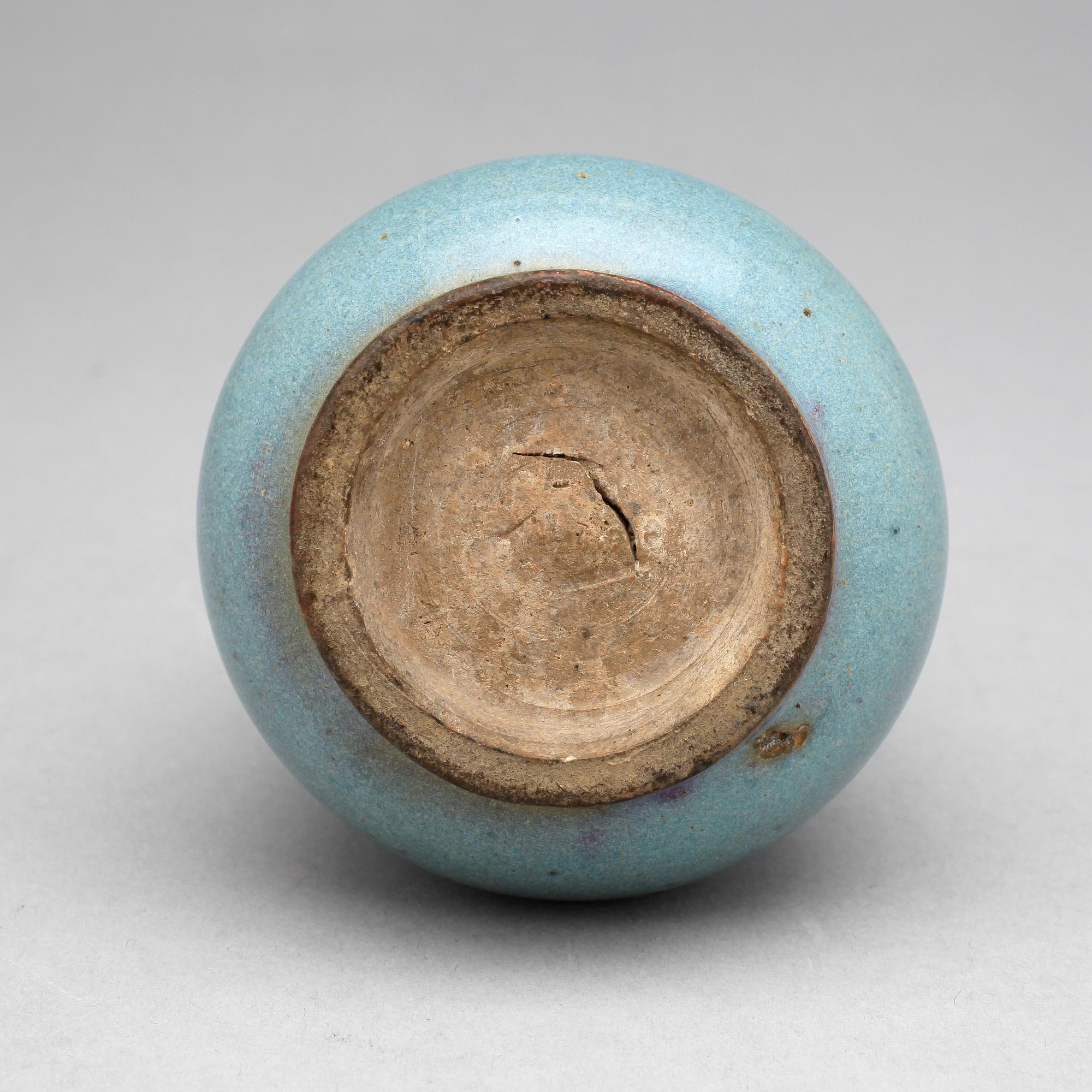 SKÅL samt VAS, keramik. Chün-glasyr stil. 1900-tal.