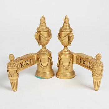 A pair of Louis XVI 18th Century bronze chenets.