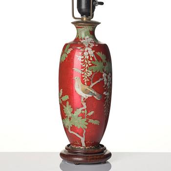 A Japanese enamel vase and lamp, Meiji (1868-1912).