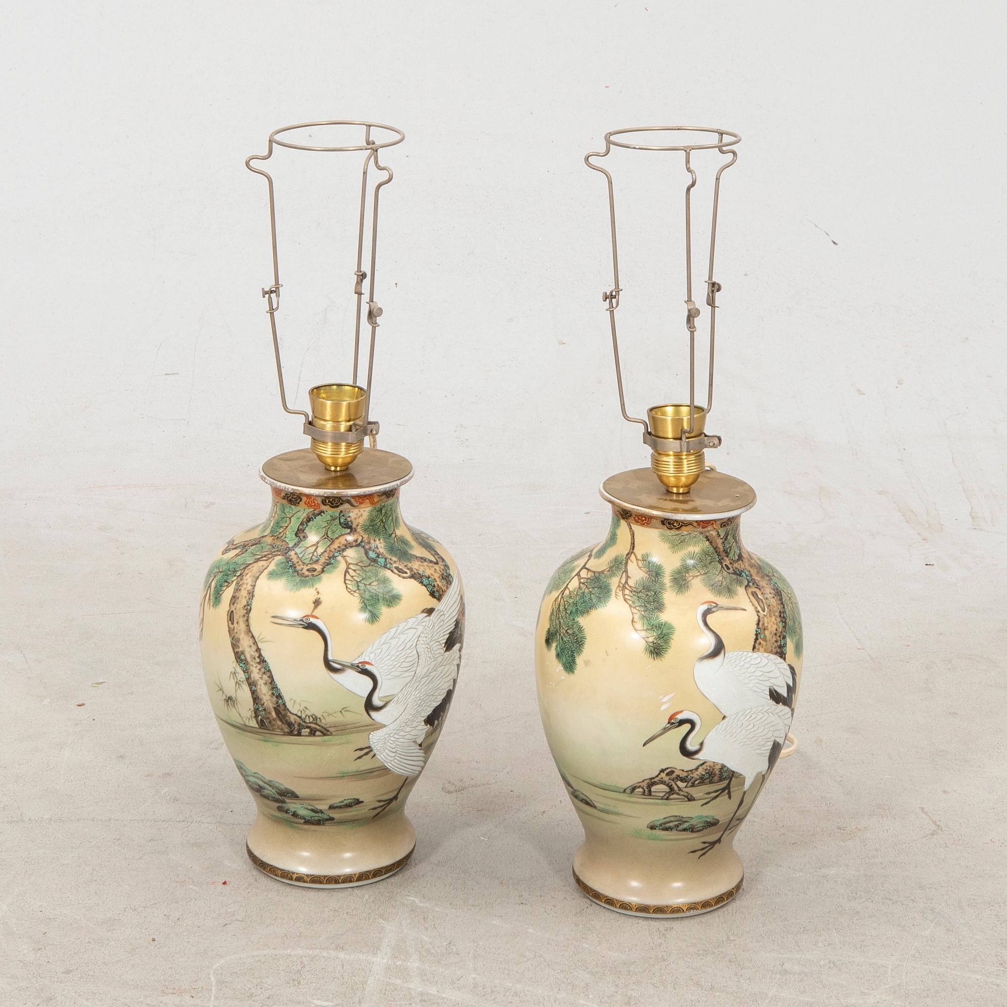 Bordslampor ett par Japan tidigt 1900-tal.
