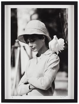 Terry O'Neill, 'Audrey Hepburn with Dove, St Tropez 1967'.