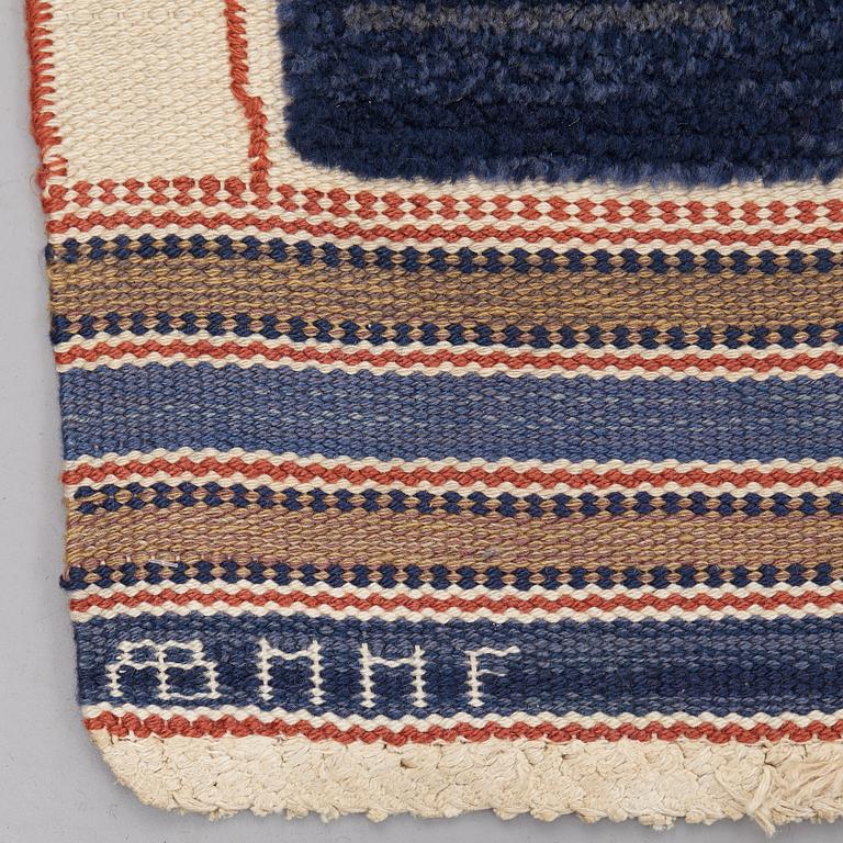 Märta Måås-Fjetterström, A CARPET, "Rutig blå halvflossa", knotted pile in relief, ca 251,5-252,5 x x 170,5-172,5 cm, signed AB MMF.
