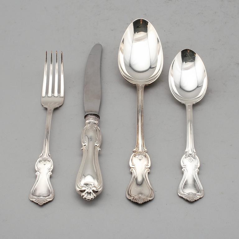 BESTICKSERVIS, 39 delar, silver, "Olga", GAB, Stockholm, 1960-tal. Total vikt ca 2166 g.