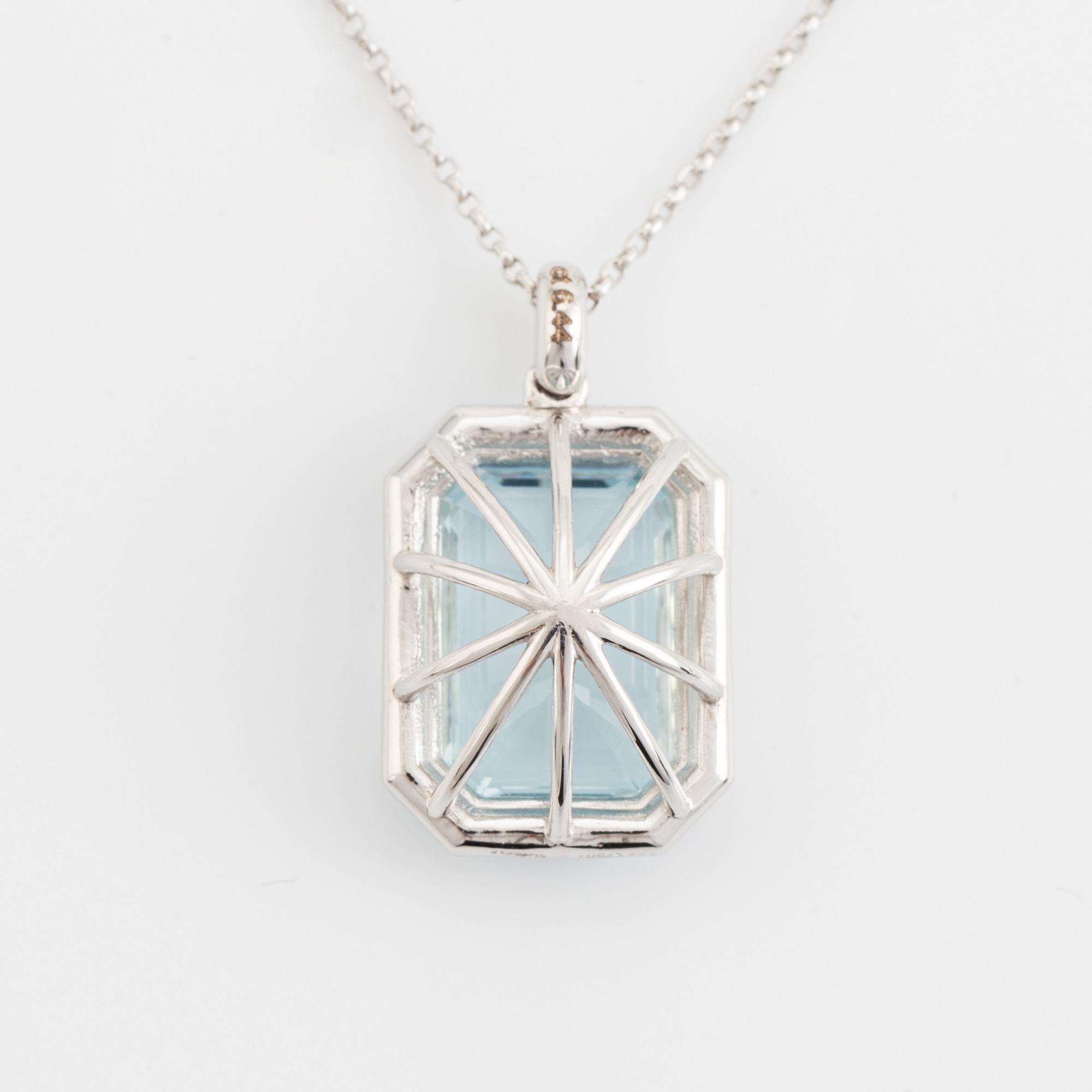 Aquamarine and brilliant cut diamond necklace.