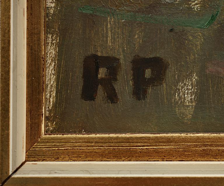 RAGNAR PERSON, olja på pannå, monogramsign.
