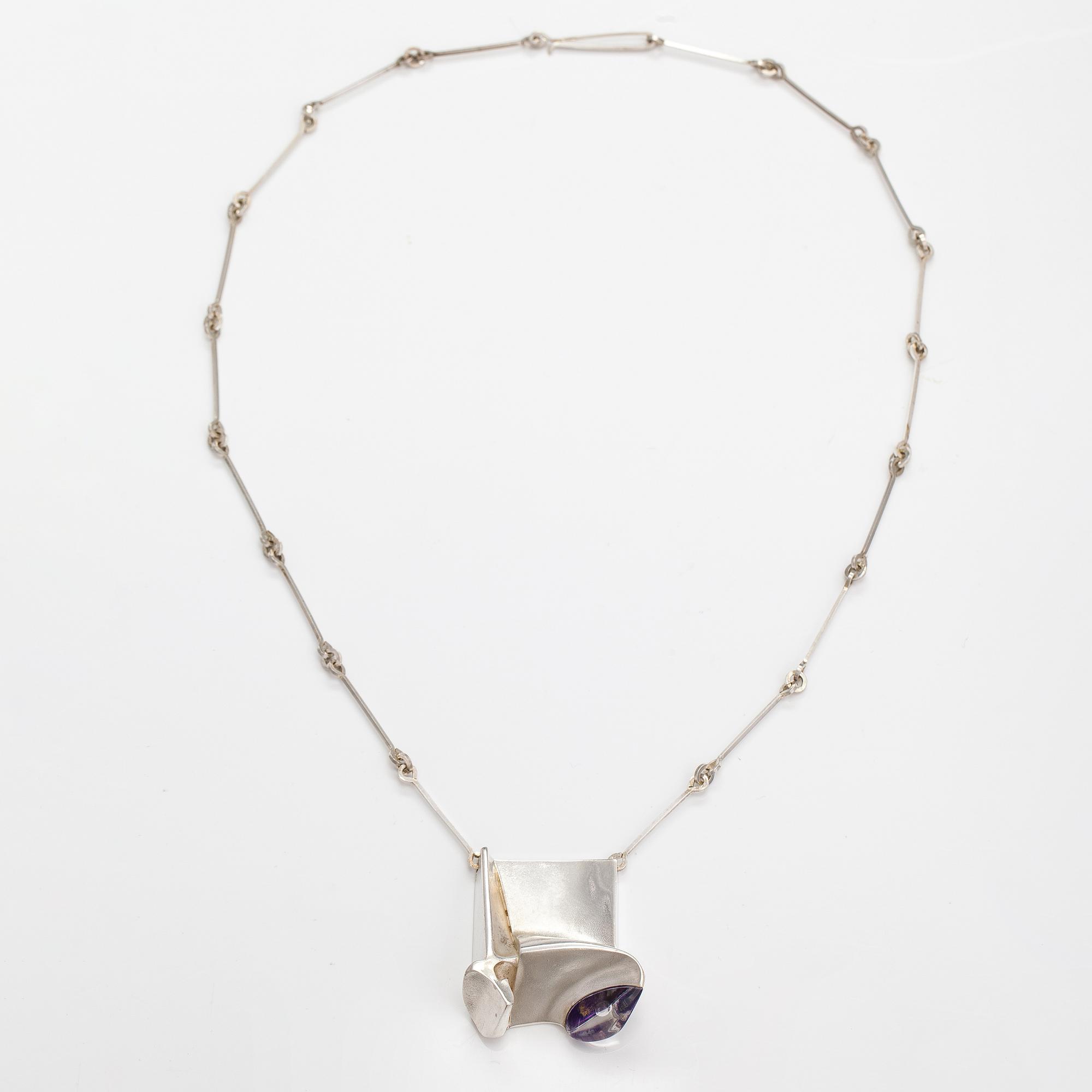 Björn Weckström, "Monolit" a sterling silver and acrylic necklace. Lapponia 1974.
