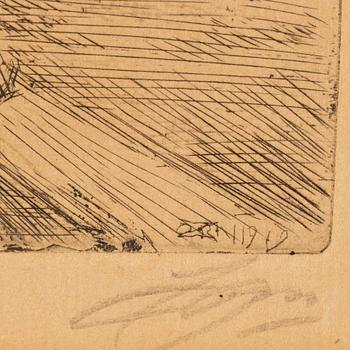 Anders Zorn,  etching, 1919, signed.