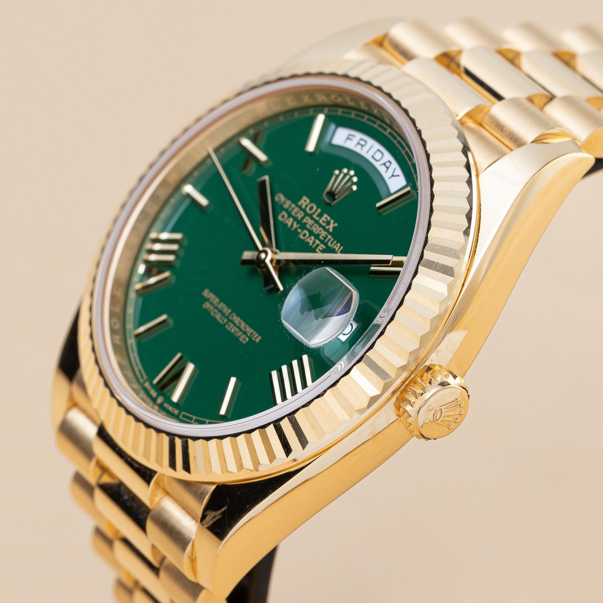 Rolex, Day-Date 40, "Money Green Dial", ca 2024.