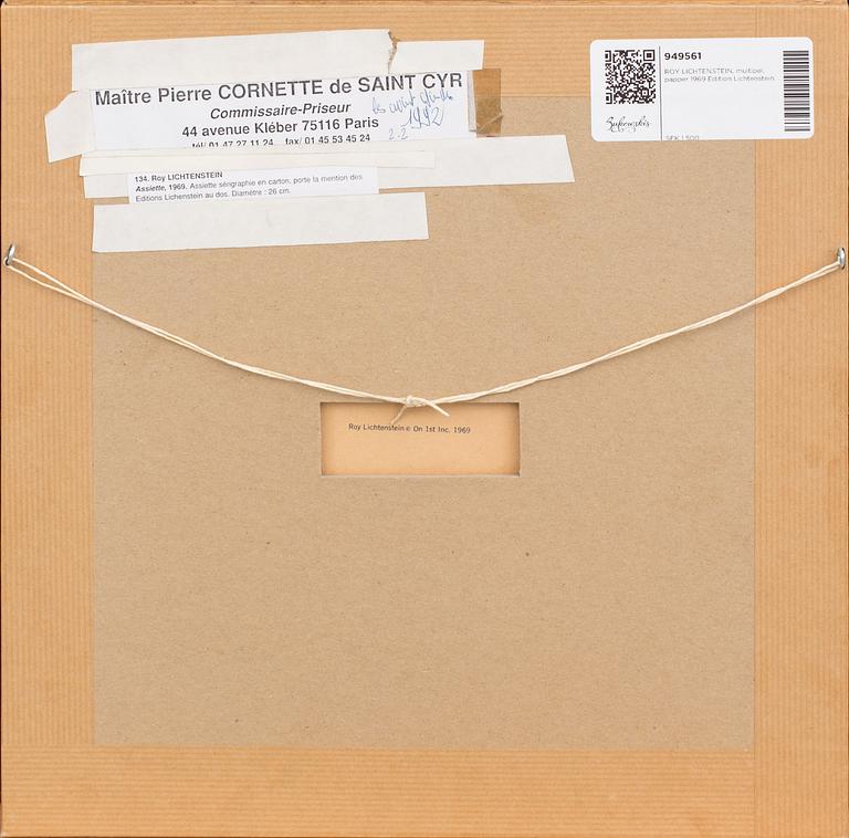 ROY LICHTENSTEIN, multipel, papper 1969 Edition Lichtenstein.