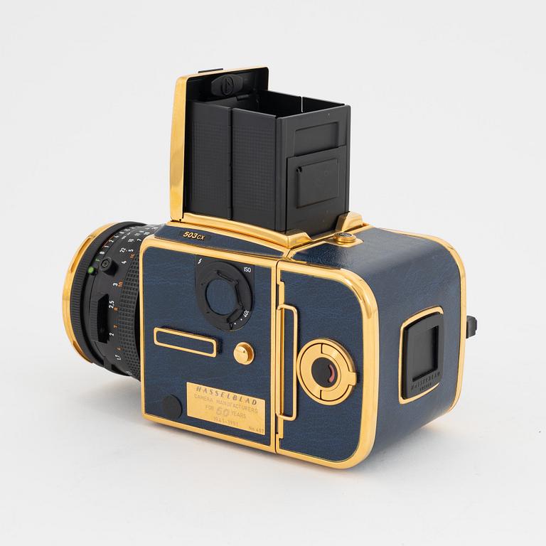 Hasselblad 503CX, 'Golden Blue', 50:års jubileumsmodell, no. 407.