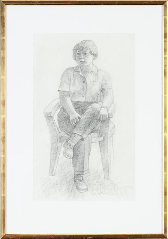 Bror Hjorth, pencil drawing, signed Bror Hjort.