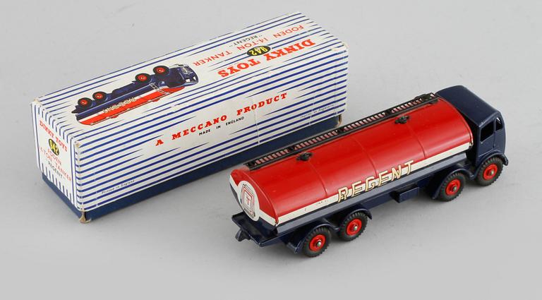 A toy tanker from Dinky Toys in England, 1950s.