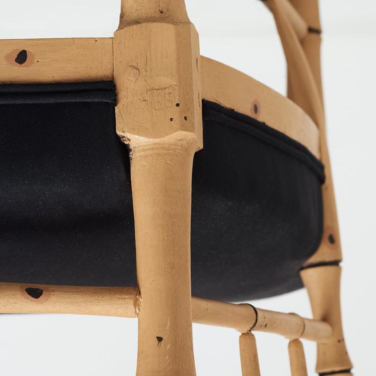 A pair of late Gustavian bamboo imitation armchairs by Ephraim Ståhl, master in Stockholm 1794-1820.