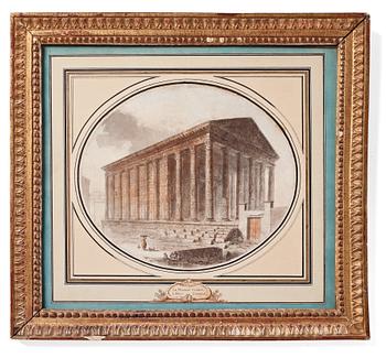 802. Unknown artist, around 1800. "La Maison Carrée à Nîmes".