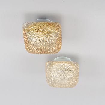 A pair of glass ceiling lights, Glashütte Limburg, Germany, second half of the 20th Century.