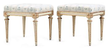 A pair of Gustavian 18th century stools by J. Lindgren.