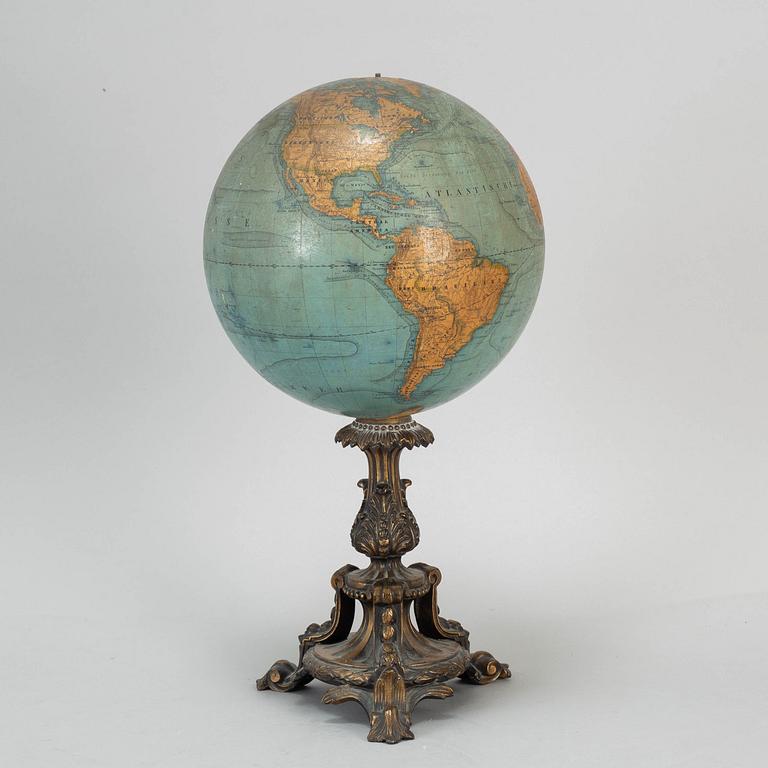 A miniature terrestrial globe, marked Adami Berlin Verlag von Dietrich Reimer 1856,