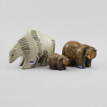 FIGURINER, 3 st, stengods, Lisa Larson, Gustavsberg, 1900-talets andra hälft.