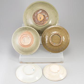 Five ceramic dishes, Ming dynasty (1368-1644).