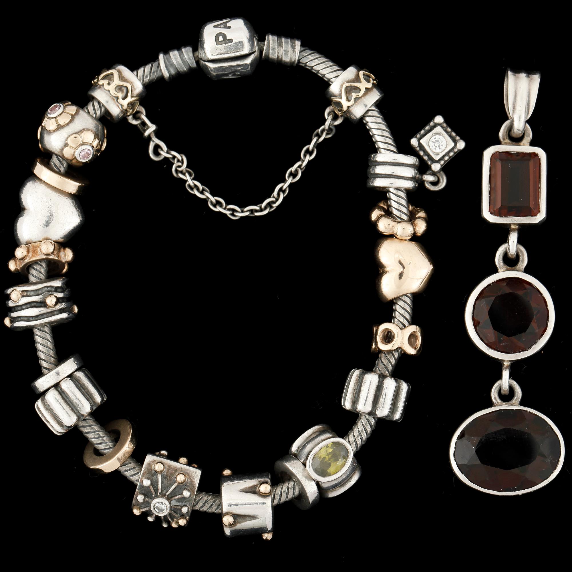 PARTI SILVERSMYCKEN, 7 delar, bla Thomas Sabo och Pandora och U, 2000-tal.