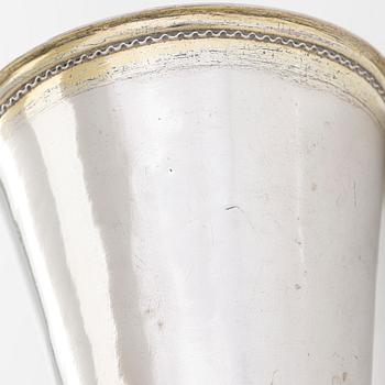 An early 18th-Century parcel-gilt silver beaker, maker's mark of Rudolf Wittkopf the elder, Stockholm 1709.