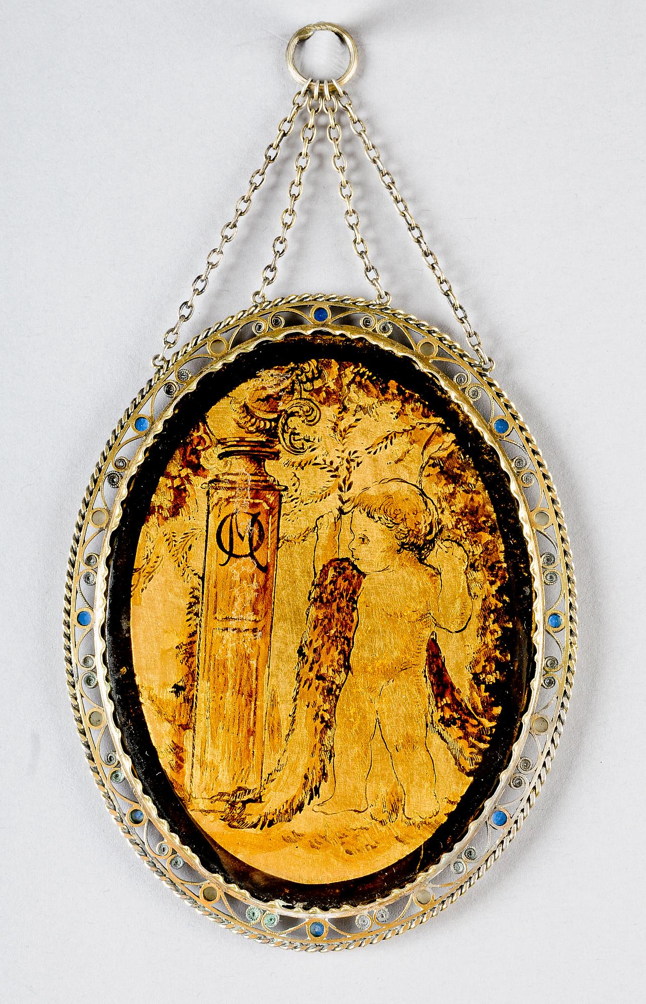 MINIATYRMÅLNING, silver, 1800-tal.