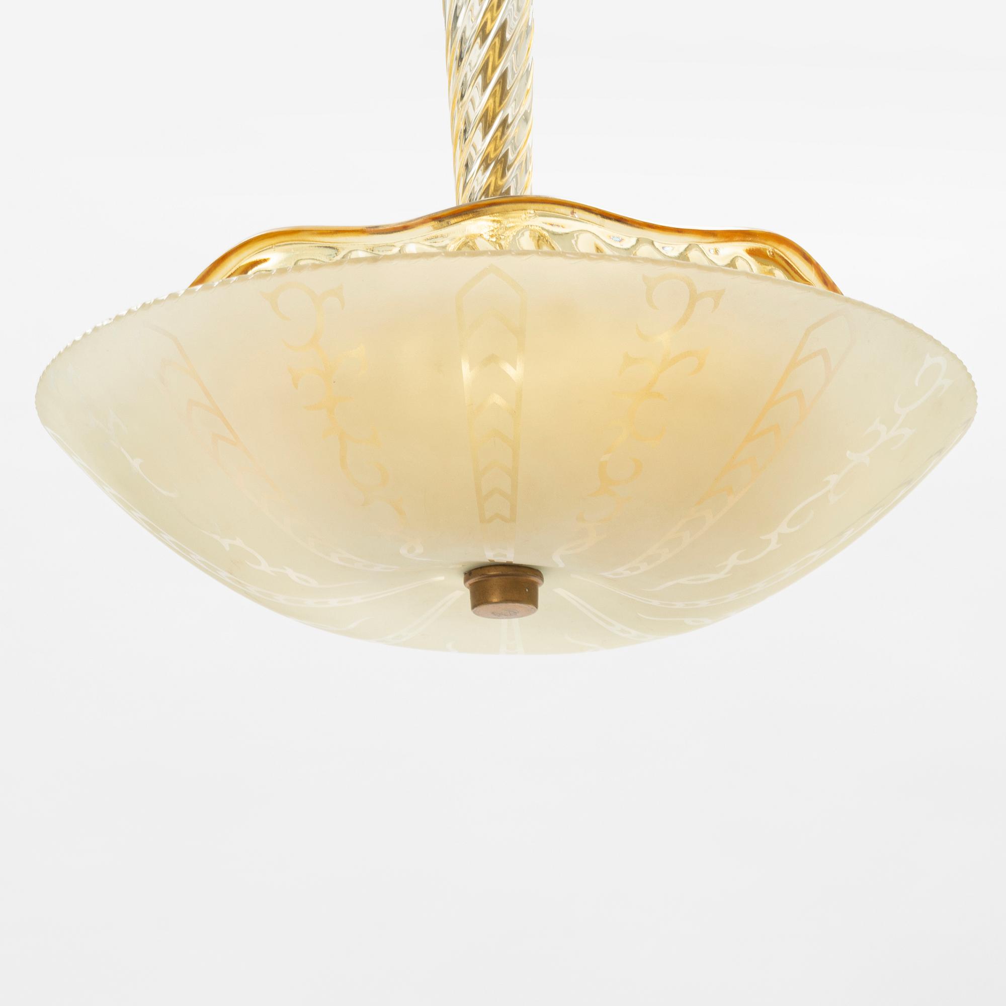 Ceiling lamp, Orrefors, Swedish Modern 1940s.