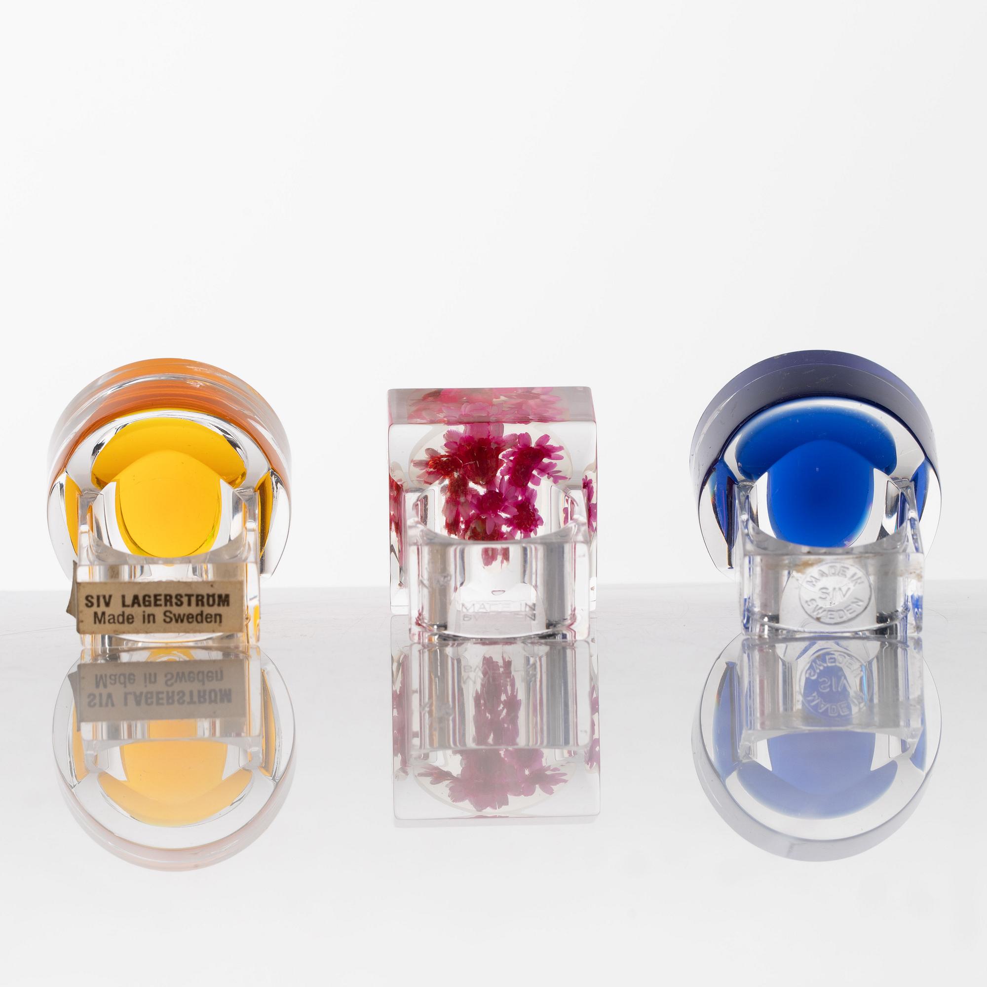 Siv Lagerström, three rings, acrylic plastic. 1970s.