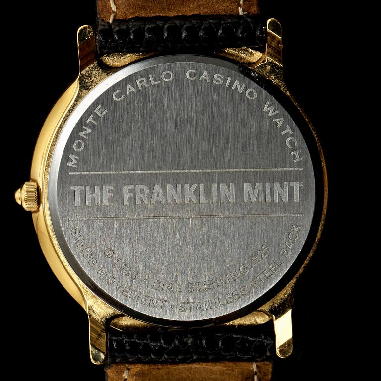 ARMBANDSUR samt RING, The Franklin Mint, sterlingsilver, onyx samt en fasettslipad liten diamant, 1900-tal. Vikt 45 g.