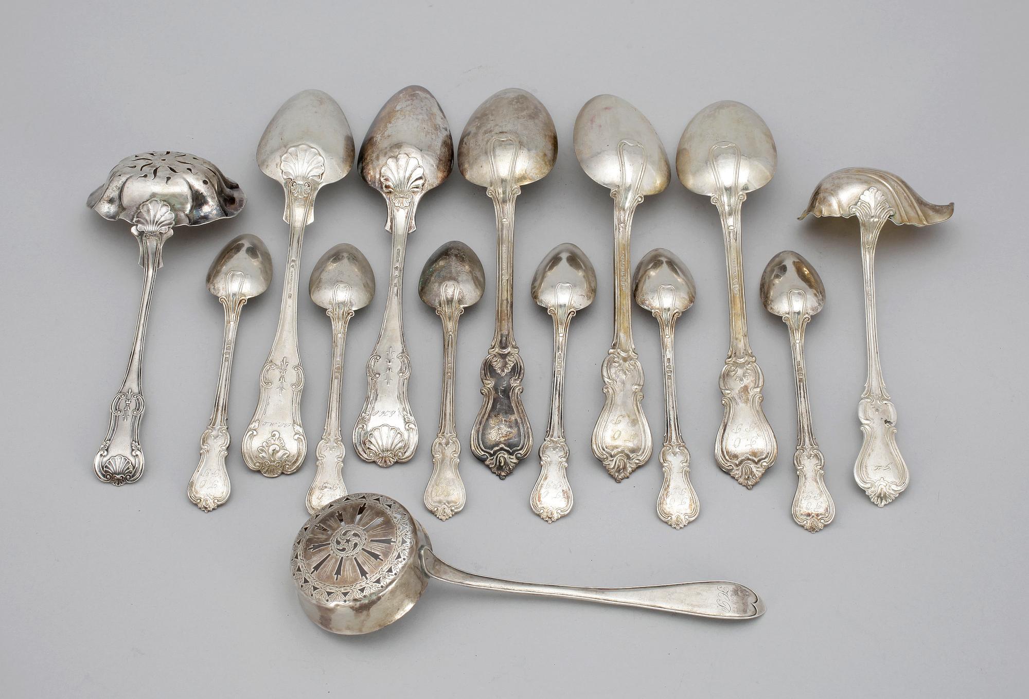 BESTICK, 14 st, silver, 1800-tal. Tot vikt ca 625 gram.