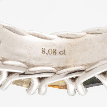 Ring 14K white gold with multi-coloured tourmalines.