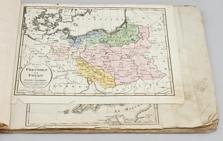 KARTBOK, "Atlas Juvenilis eller Geographiska Kartor", Anders Åkerman, Holmberg 1801.