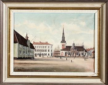 OKÄND KONSTNÄR, olja på duk, sign N. Grönberg, dat 1917.
