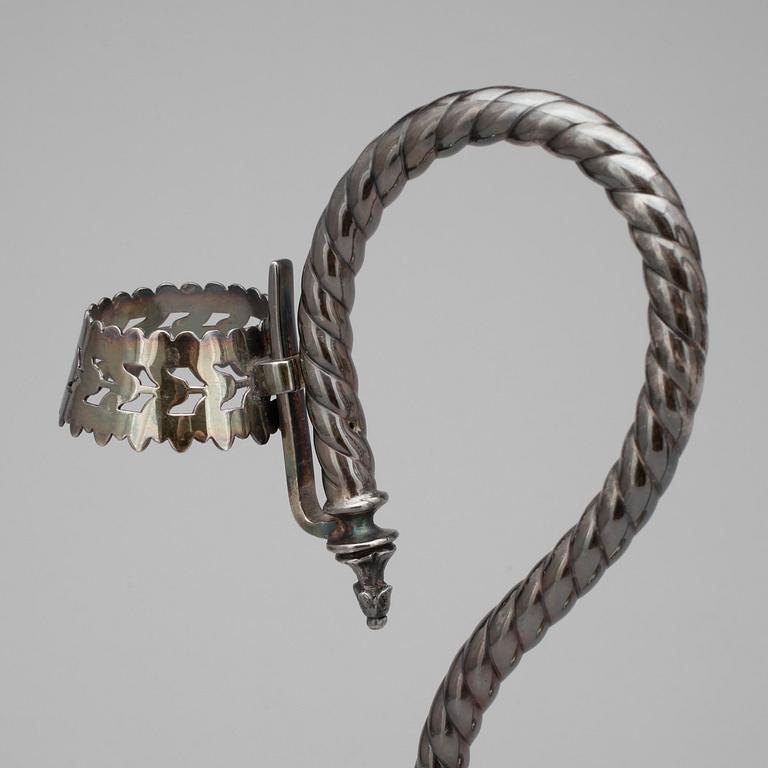 CHAMPAGNEFLASKHÅLLARE, ett par, nysilver, 1900-tal.