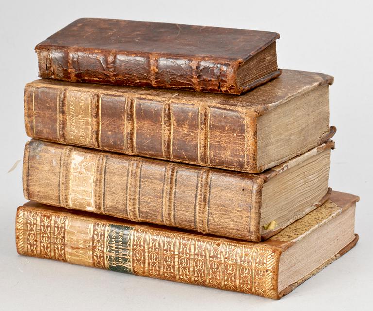 BÖCKER, 4 st, bla "Trädgårdsbok", av Esaias Fleischer, tryckt hos Prof Lundblad i Lund 1797.