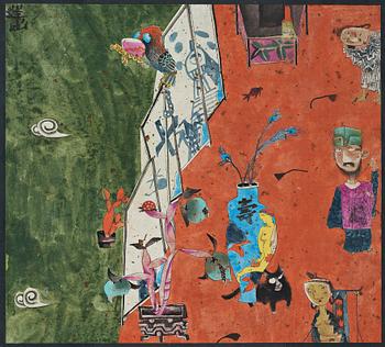 LU PENG (1967-), mixed media on paper, signed.